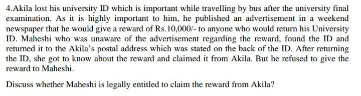 4.Akila lost his university ID which is important