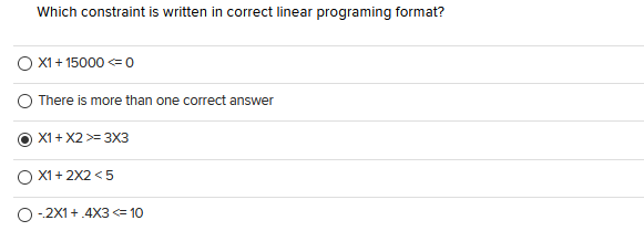 Which constraint is written in correct linear