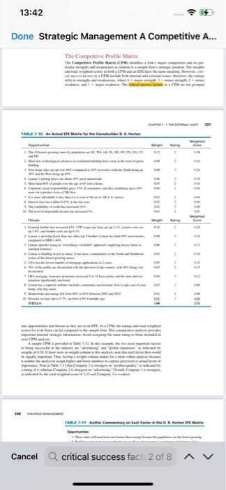 The Competitive Profile Matrix (CPM): Use two