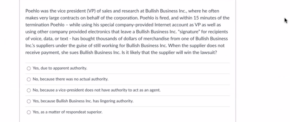 Poehlo was the vice president (VP) of sales and