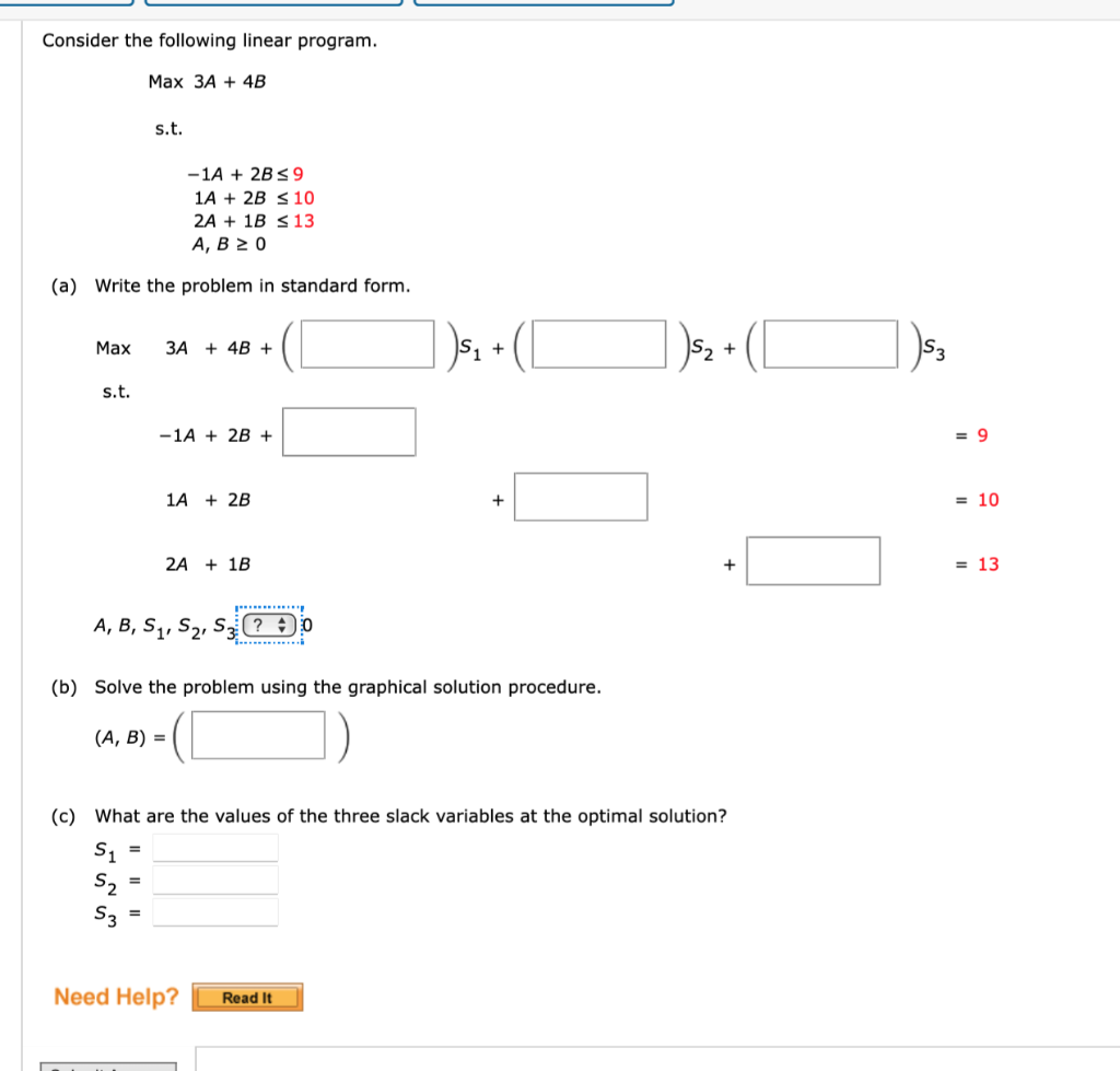Consider the following linear program.