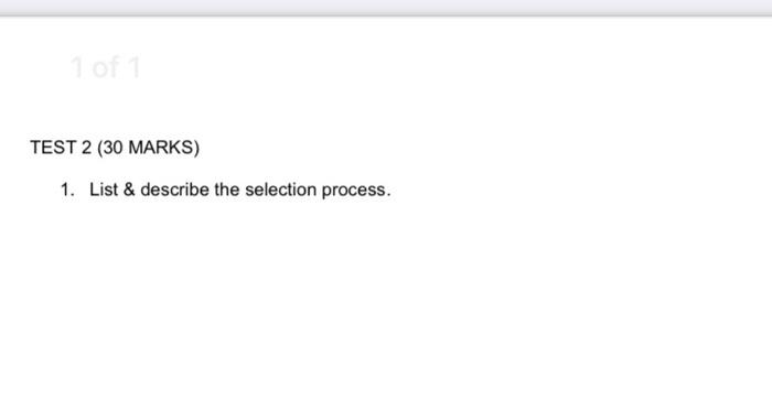 TOP TEST 2 (30 MARKS) 1. List & describe the
