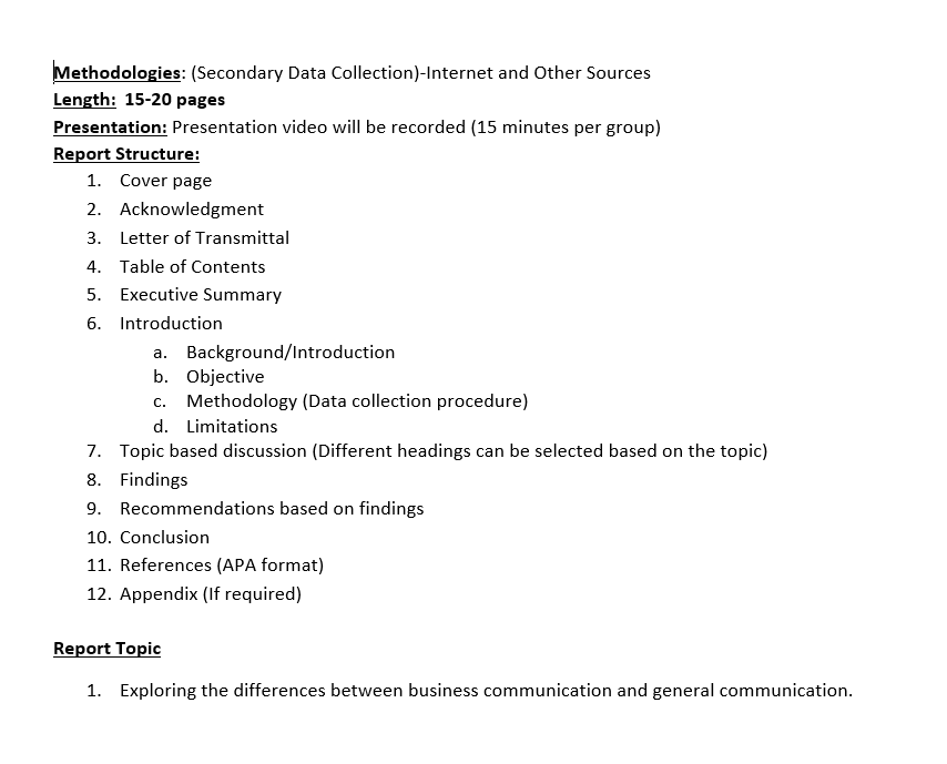 Methodologies: (Secondary Data Collection)