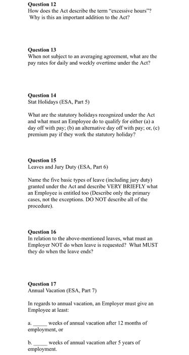 Question 12 How does the Act describe the term
