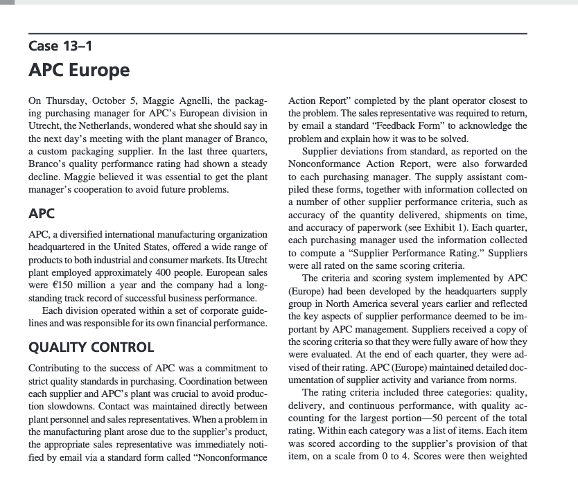 Does APC's supplier evaluation scheme make sense?