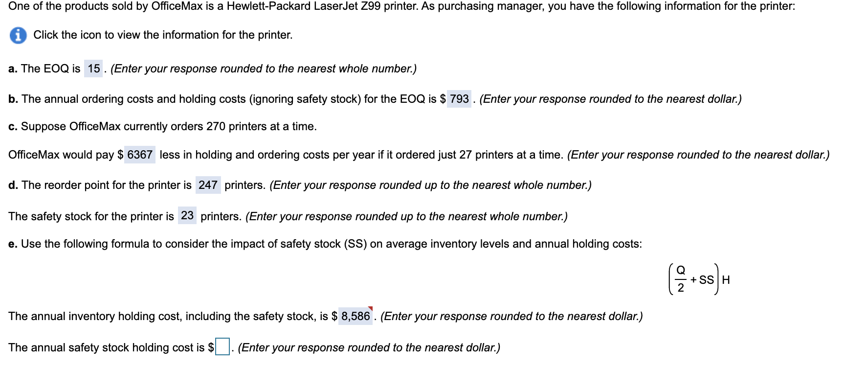 Average weekly demand (52 weeks per year): 56
