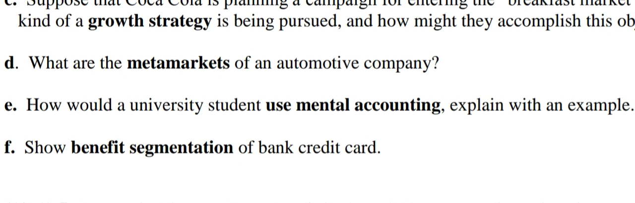 Only question e please, thanks in advance. kind