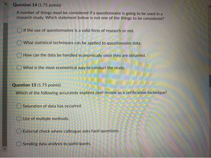 Question 14 (1.75 points) A number of things must
