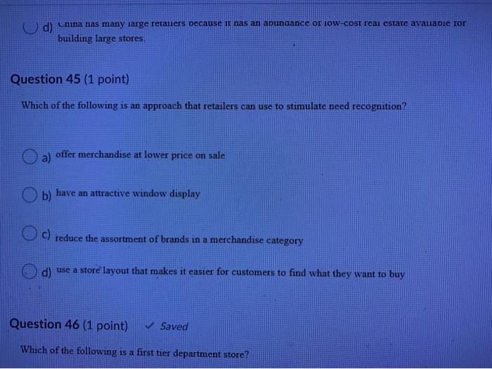 d) nina nas many large retailers because it nas
