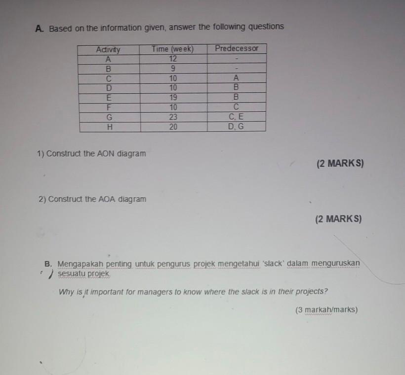 A. Based on the information given, answer the