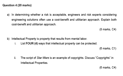 Question 4 (20 marks) a) In determining whether a