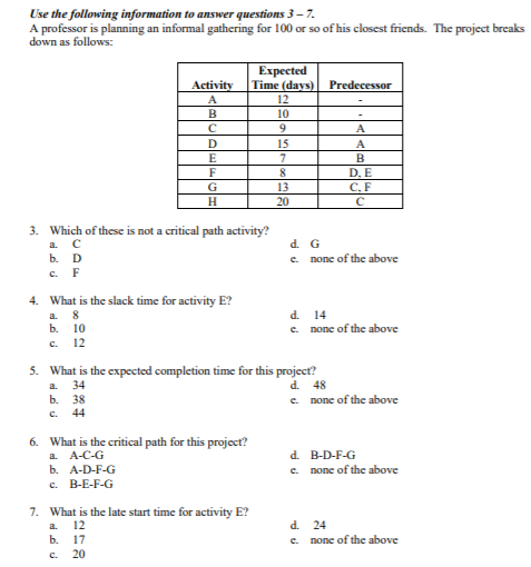 Use the following information to answer questions