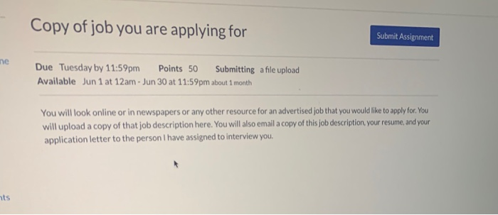 Copy of job you are applying for Submit