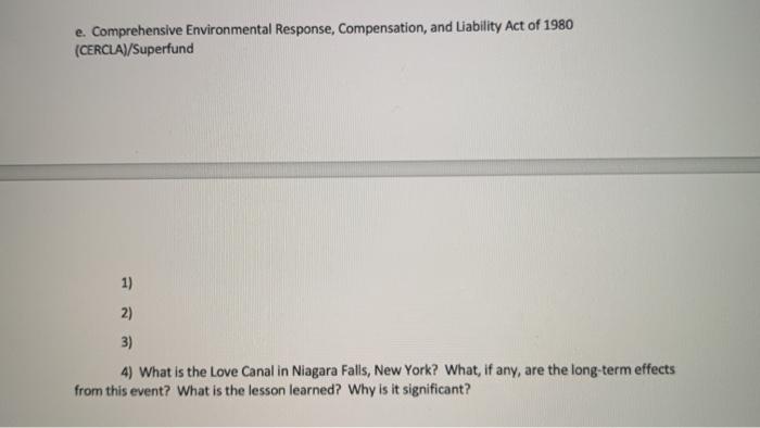 2. EPA LAWS/REGULATIONS (10 points) For the