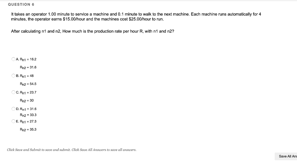 It takes an operator 1.00 minute to service a