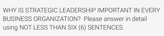 WHY IS STRATEGIC LEADERSHIP IMPORTANT IN EVERY