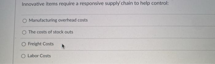 Innovative items require a responsive supply