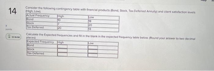 14 7 points Consider the following contingency