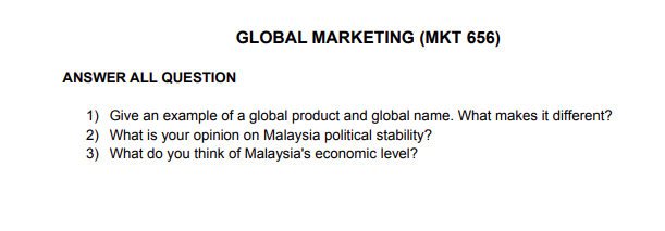 ANSWER ALL QUESTION 1) Give an example of a