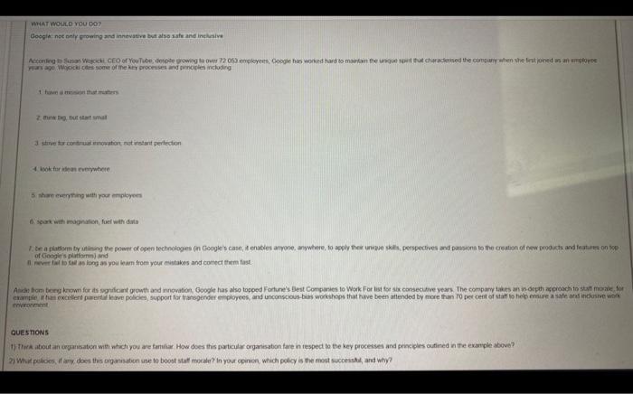 please send solution asap WHAT WOULD YOU DO