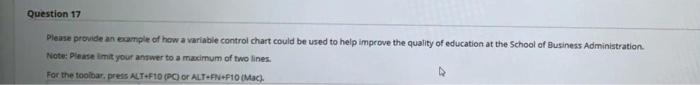 Question 17 Please provide an sample of how a