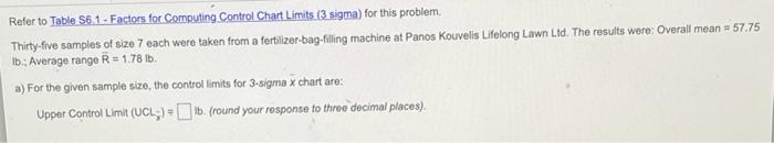 Refer to Table S5.1. Factors for Computing