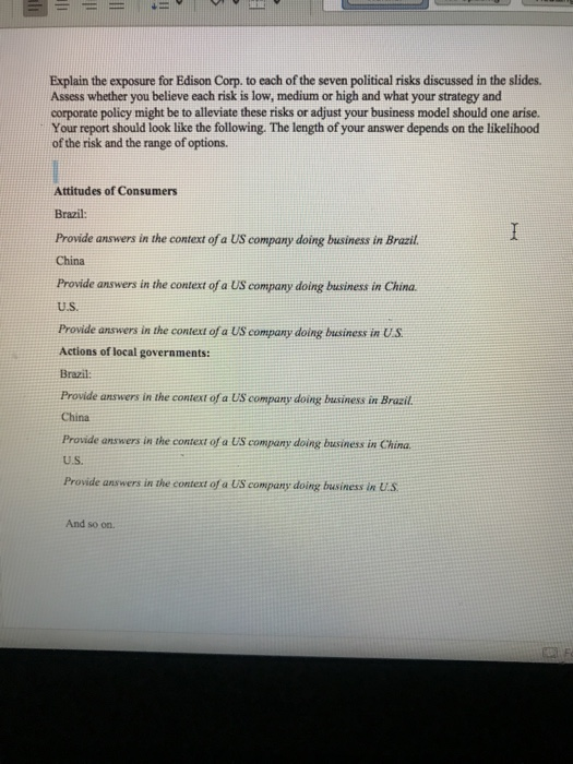 = = = = = Explain the exposure for Edison Corp.
