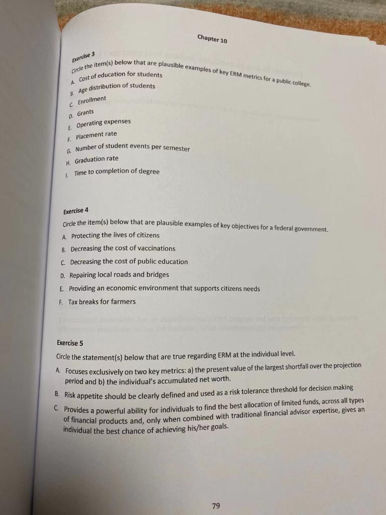 Chapter 10 Exercise 3 Circle the item(s) below