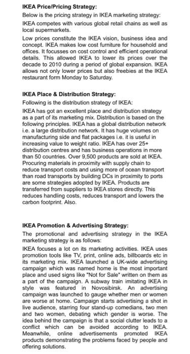 CASE STUDY - MARKETING MIX INTRODUCTION IKEA was