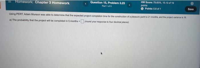 Homework: Chapter 3 Homework Question 15, Problem