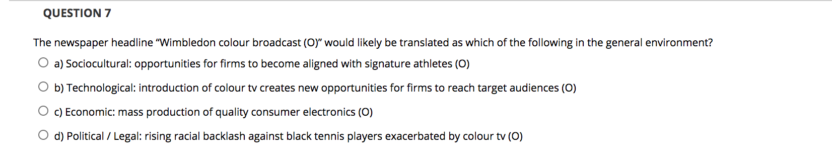 QUESTION 7 The newspaper headline "Wimbledon
