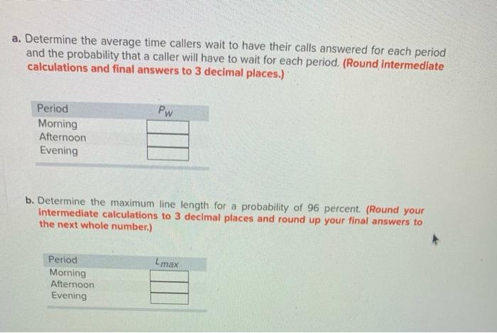 a. Determine the average time callers wait to