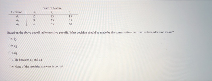 State of Nature Decision Based on the above