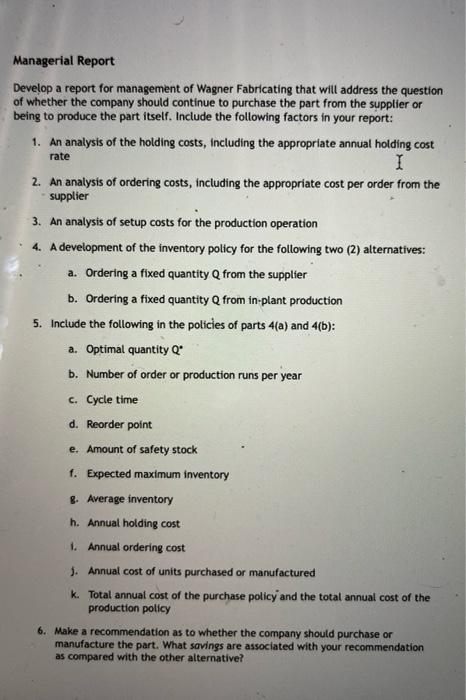 Case Study #3 Inventory Management Wagner