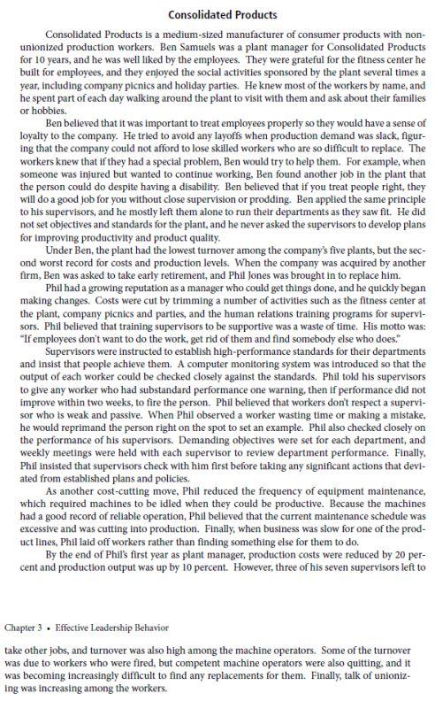 Question 2: Consolidated Products Consolidated