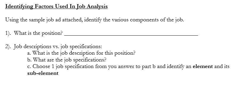 Identifying Factors Used In Job Analysis Using