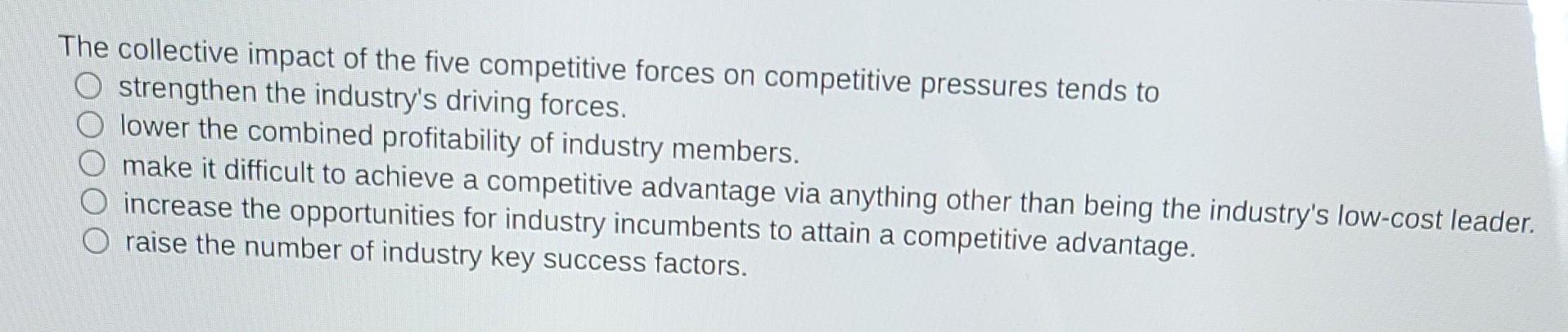 The collective impact of the five competitive