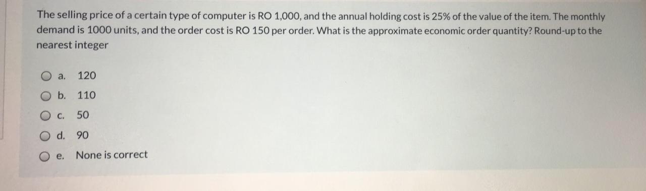 The selling price of a certain type of computer