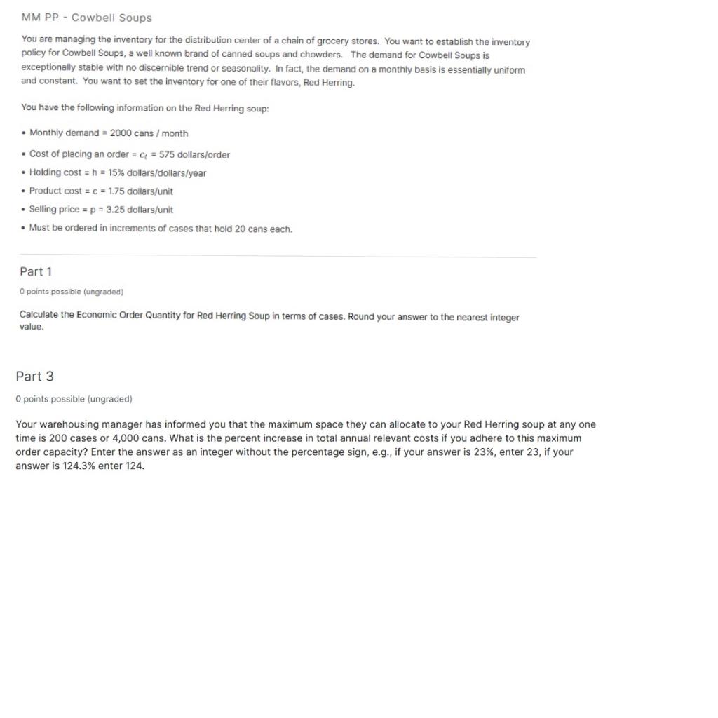 MM PP - Cowbell Soups You are managing the