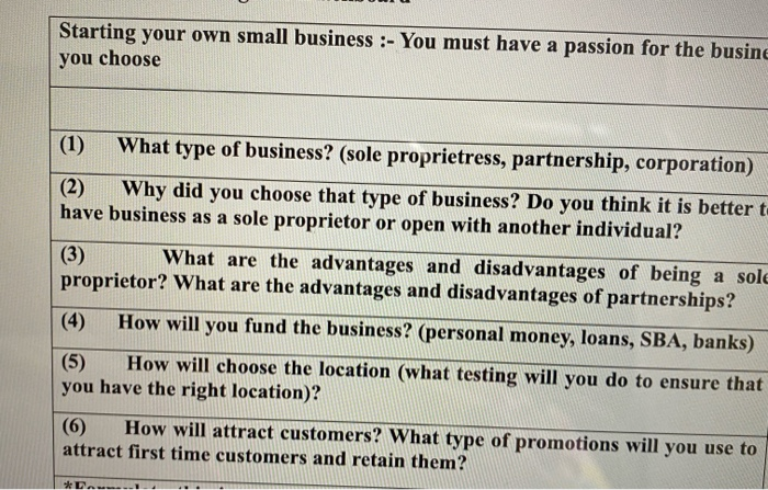 Starting your own small business :- You must have