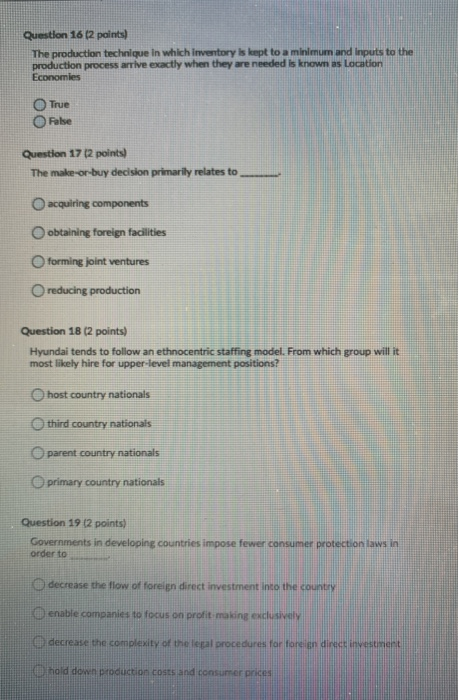 please answer all Question 16 (2 points) The