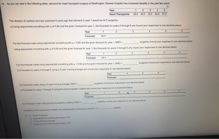 16. As you can see in the following table, demand