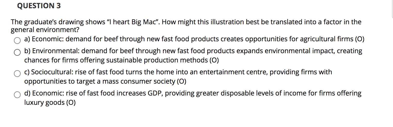 QUESTION 3 The graduate's drawing shows 