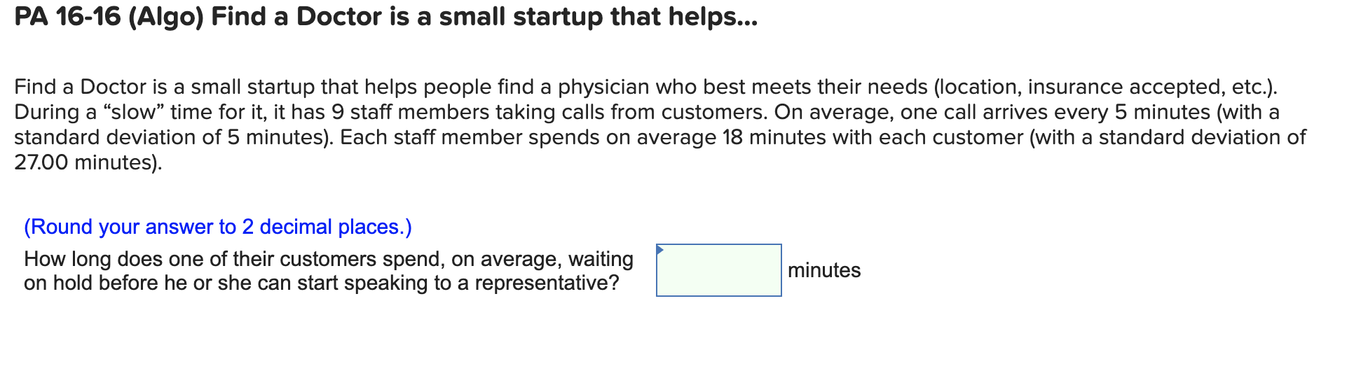 PA 16-16 (Algo) Find a Doctor is a small startup