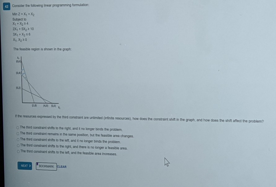 42 Consider the following linear programming