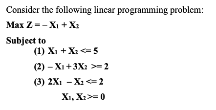 Consider the following linear programming
