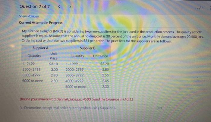 Question 7 of 7 < -11 View Policies Current