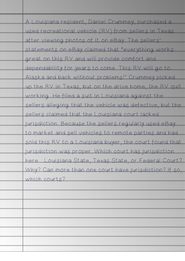 A Louisiana resident, Daniel Crummey, purchased a