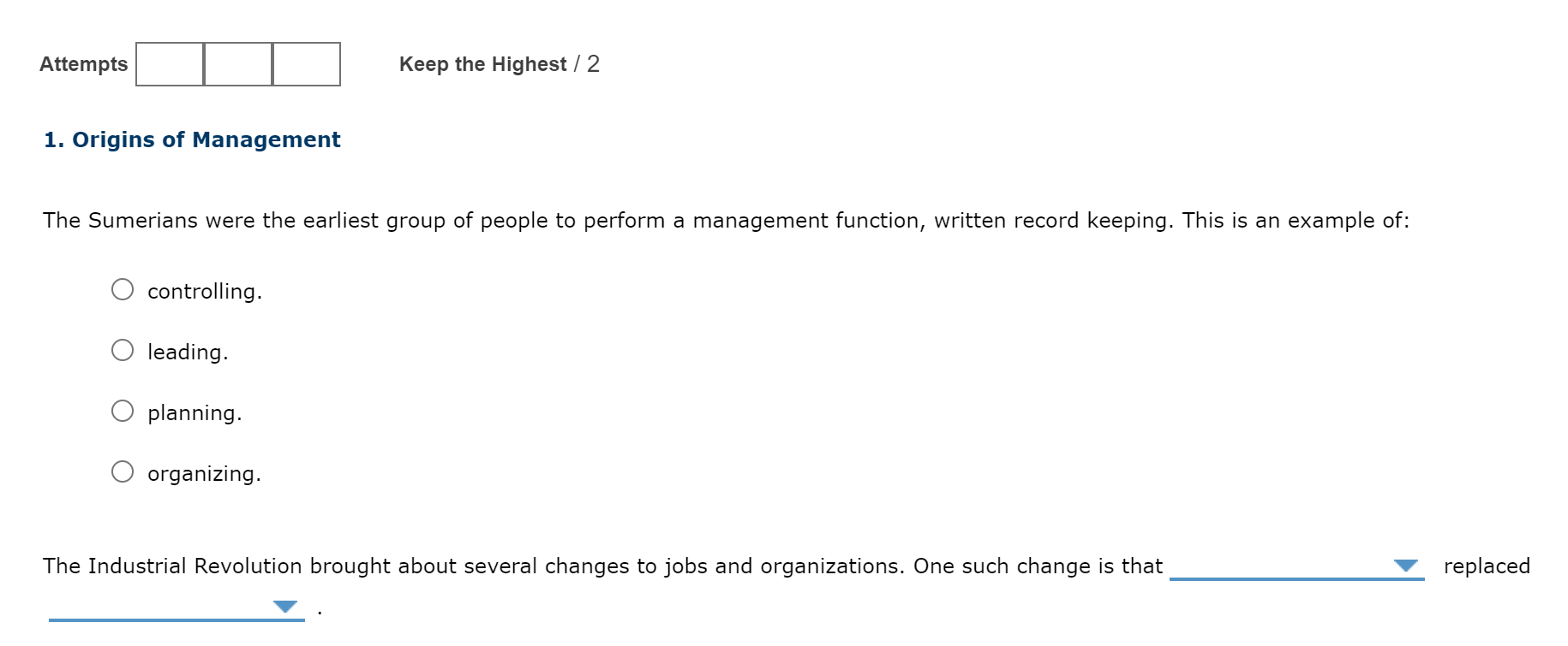 Attempts Keep the Highest / 2 1. Origins of