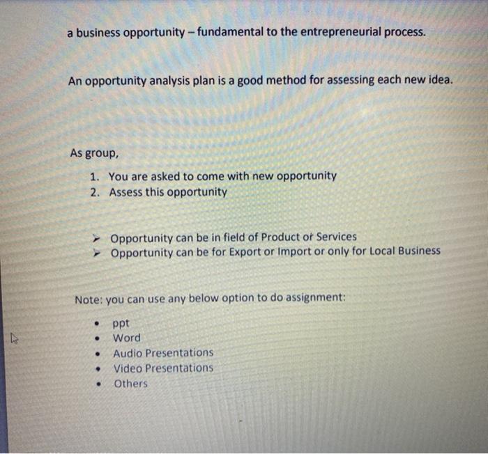 a business opportunity - fundamental to the